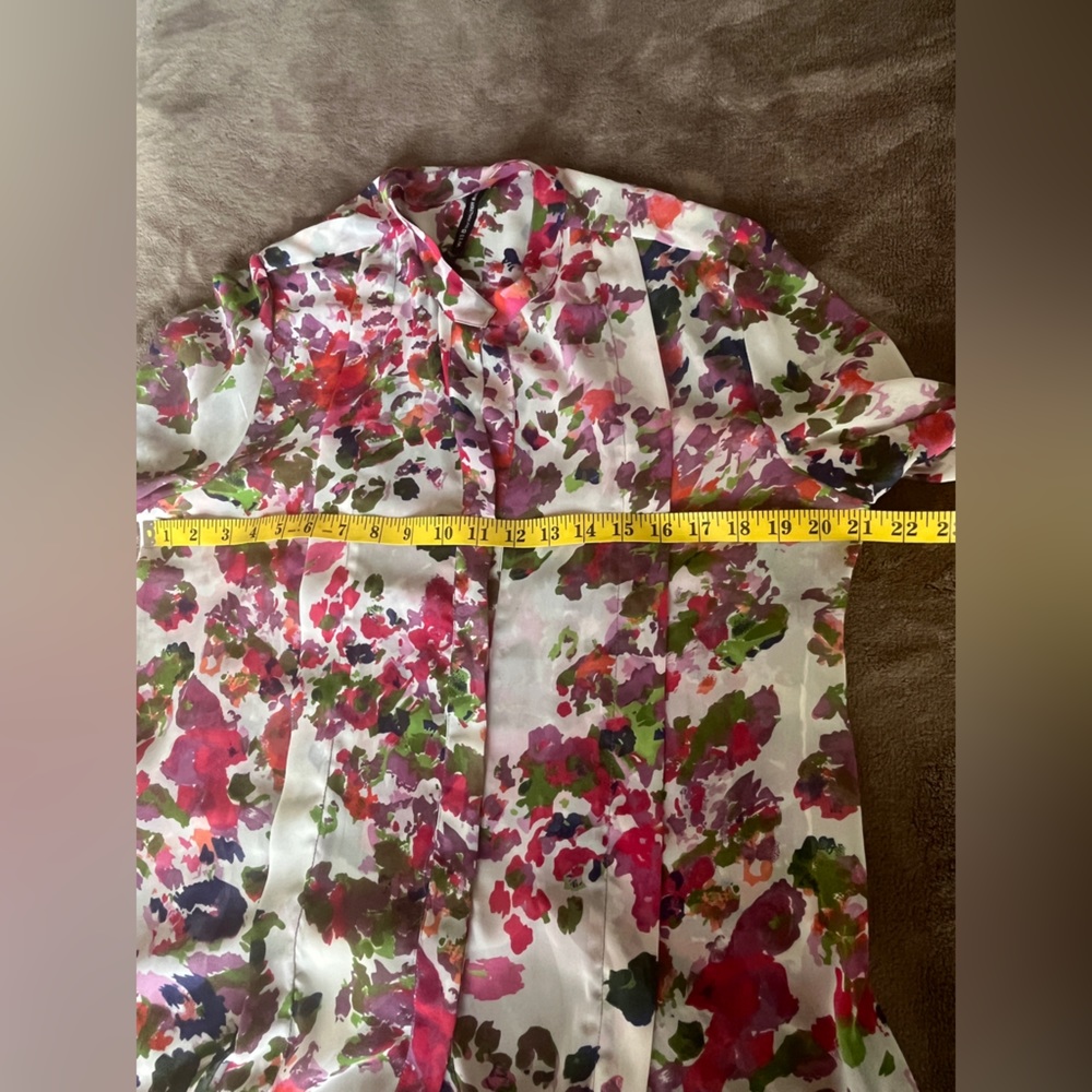 Walter Baker W118 Size L multicolor Floral Sheer Button Up Top Career - Picture 10 of 14